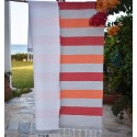 Fouta orange et rouge doublée éponge